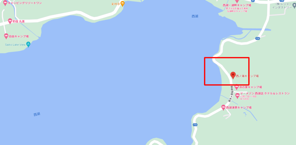 西ノ海キャンプ場の地図